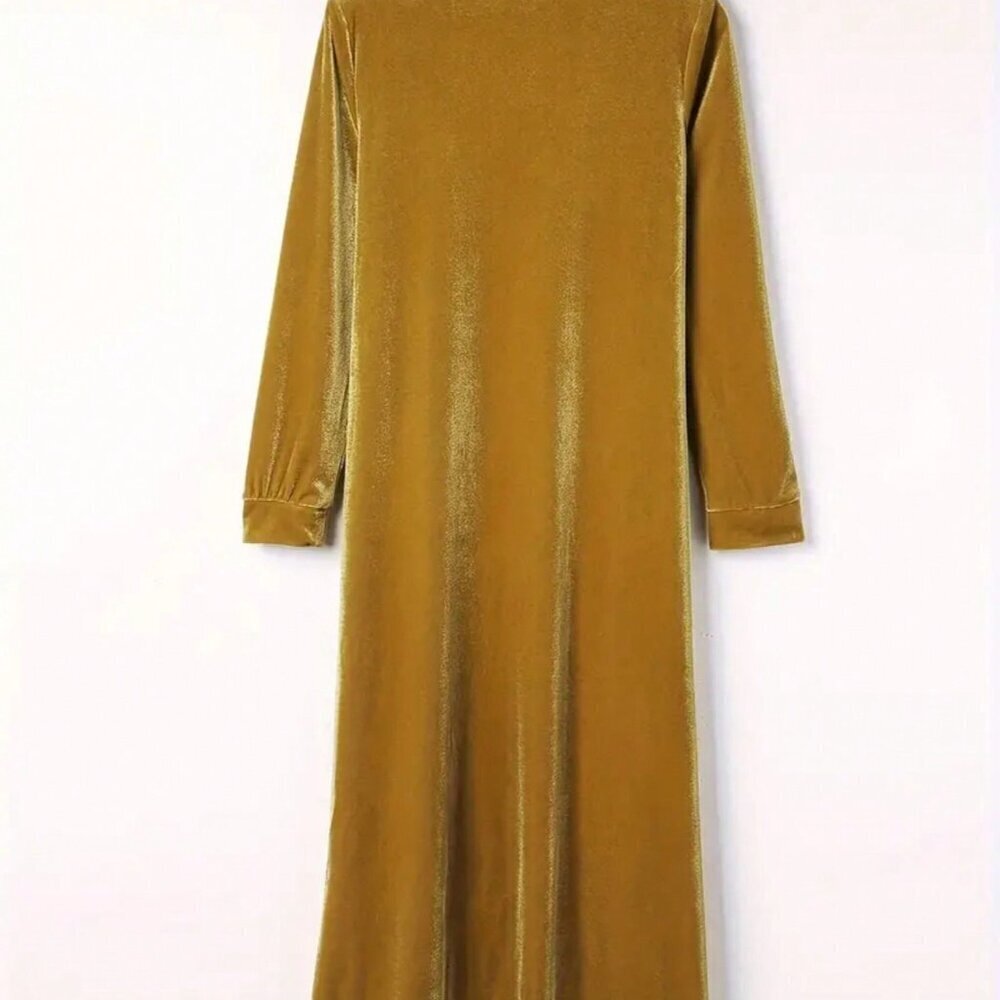 Gold Casual Women's Plush Mid-Length Coat - Picture 4 of 7